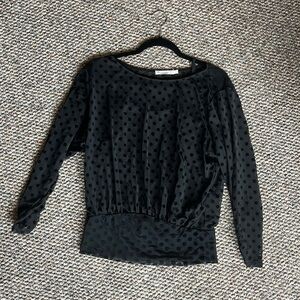 LUSH POLKA DOT BLACK MESH TOP WITH CAMISOLE